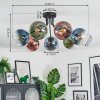 Koyoto ceiling light, globe light 82 cm blue, green, clear, coppery, 7-light sources