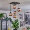 Ripoll ceiling light, globe light chrome, Smoke-coloured, 5-light sources