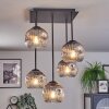 Ripoll ceiling light, globe light clear, Smoke-coloured, 5-light sources