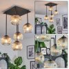 Ripoll ceiling light, globe light Amber, clear, 5-light sources