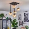 Ripoll ceiling light, globe light Amber, clear, 5-light sources