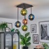 Gastor ceiling light, globe light blue, green, coppery, 5-light sources
