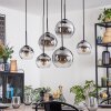 Koyoto hanging light, globe light, pendant light clear, Smoke-coloured, 6-light sources
