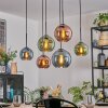 Koyoto hanging light, globe light, pendant light blue, green, coppery, 6-light sources