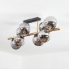 Gastor ceiling light, globe light gold, black, 8-light sources