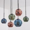 Ripoll hanging light, globe light, pendant light blue, green, coppery, 6-light sources
