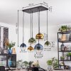 Koyoto hanging light, globe light, pendant light blue, gold, green, clear, 6-light sources
