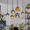 Koyoto hanging light, globe light, pendant light blue, gold, green, clear, 6-light sources