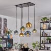 Koyoto hanging light, globe light, pendant light blue, gold, green, clear, 6-light sources