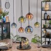 Koyoto hanging light, globe light, pendant light blue, green, clear, coppery, 6-light sources