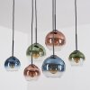 Koyoto hanging light, globe light, pendant light blue, green, clear, coppery, 6-light sources