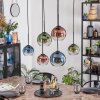 Koyoto hanging light, globe light, pendant light blue, green, clear, coppery, 6-light sources