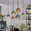 Koyoto hanging light, globe light, pendant light blue, gold, green, clear, coppery, 6-light sources