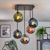 Gastor ceiling light, globe light blue, chrome, green, coppery, Smoke-coloured, 5-light sources