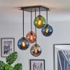 Gastor ceiling light, globe light blue, chrome, green, coppery, Smoke-coloured, 5-light sources