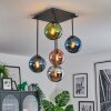 Gastor ceiling light, globe light blue, chrome, green, coppery, Smoke-coloured, 5-light sources