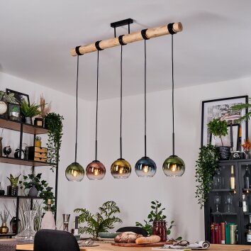 Koyoto hanging light, globe light, pendant light Ecru, black, 5-light sources