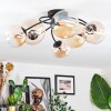 Chehalis ceiling light, globe light Amber, clear, 6-light sources