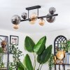 Chehalis ceiling light, globe light Amber, Smoke-coloured, 8-light sources