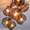 Koyoto ceiling light, globe light gold, black, 8-light sources