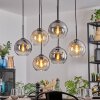 Koyoto hanging light, globe light, pendant light Amber, clear, Smoke-coloured, 6-light sources