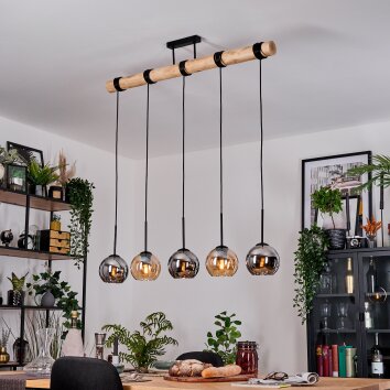 Koyoto hanging light, globe light, pendant light Ecru, black, 5-light sources