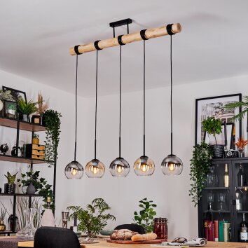 Koyoto hanging light, globe light, pendant light Ecru, black, 5-light sources