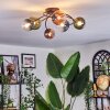 Chehalis ceiling light, globe light blue, green, clear, coppery, 6-light sources
