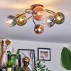 Chehalis ceiling light, globe light blue, green, clear, coppery, 6-light sources