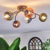 Chehalis ceiling light, globe light blue, green, clear, coppery, 6-light sources