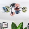 Chehalis ceiling light, globe light blue, green, clear, coppery, 6-light sources