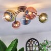 Chehalis ceiling light, globe light blue, green, clear, coppery, 6-light sources