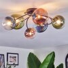 Chehalis ceiling light, globe light blue, green, clear, coppery, 6-light sources