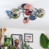 Chehalis ceiling light, globe light blue, green, clear, coppery, 6-light sources