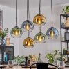 Koyoto hanging light, globe light, pendant light blue, gold, green, clear, 6-light sources