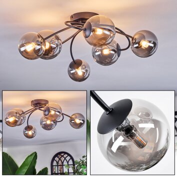 Chehalis ceiling light, globe light 64 cm Smoke-coloured, 6-light sources
