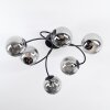 Chehalis ceiling light, globe light 58 cm Smoke-coloured, 6-light sources