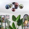 Chehalis ceiling light, globe light 56 cm blue, green, coppery, 6-light sources