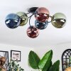 Chehalis ceiling light, globe light 56 cm blue, green, coppery, 6-light sources