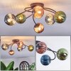 Chehalis ceiling light, globe light 56 cm blue, green, coppery, 6-light sources