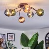 Chehalis ceiling light, globe light 56 cm blue, green, coppery, 6-light sources