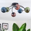 Chehalis ceiling light, globe light 56 cm blue, green, coppery, 6-light sources