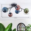 Chehalis ceiling light, globe light 56 cm blue, green, coppery, 6-light sources