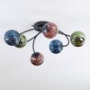 Chehalis ceiling light, globe light 56 cm blue, green, coppery, 6-light sources