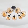 Koyoto ceiling light, globe light Amber, 7-light sources
