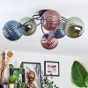 Chehalis ceiling light, globe light 56 cm blue, green, coppery, 6-light sources