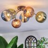Chehalis ceiling light, globe light 56 cm blue, green, coppery, 6-light sources