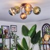 Chehalis ceiling light, globe light 56 cm blue, green, coppery, 6-light sources