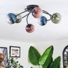Chehalis ceiling light, globe light 56 cm blue, green, clear, coppery, 6-light sources