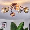 Chehalis ceiling light, globe light 56 cm blue, green, clear, coppery, 6-light sources